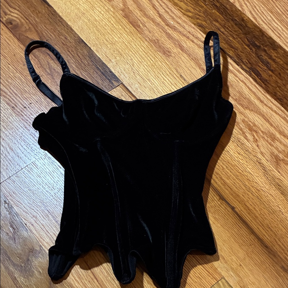 90s Victoria’s Secret Black Velvet Underwire Corset Top